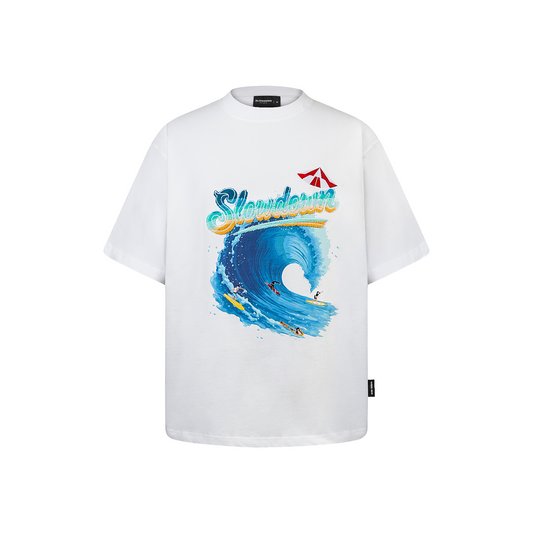 SLOWDOWN Sea Surfing Towel Embroidery Tee White (SS26)