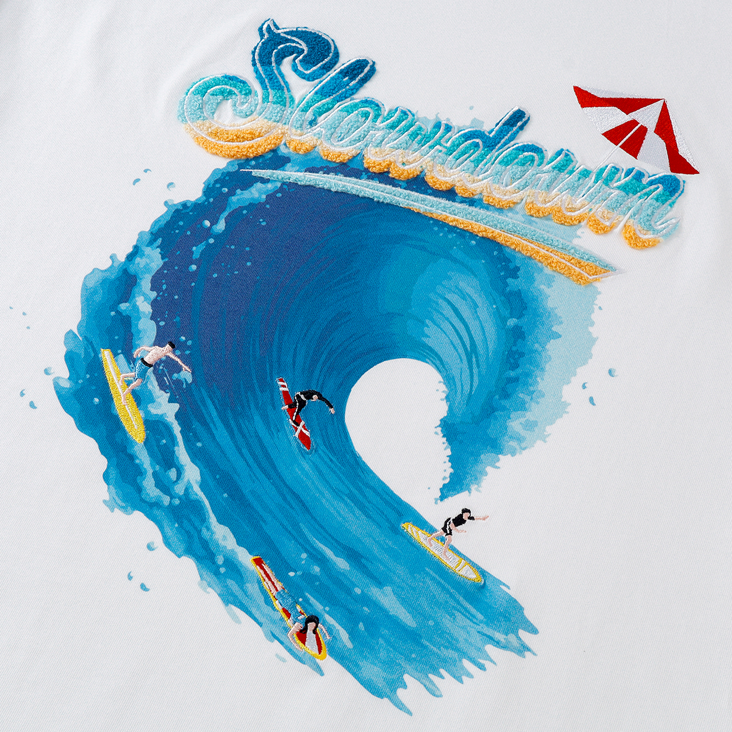 SLOWDOWN Sea Surfing Towel Embroidery Tee White (SS26)