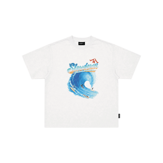 SLOWDOWN Sea Surfing Towel Embroidery Tee White (SS26)