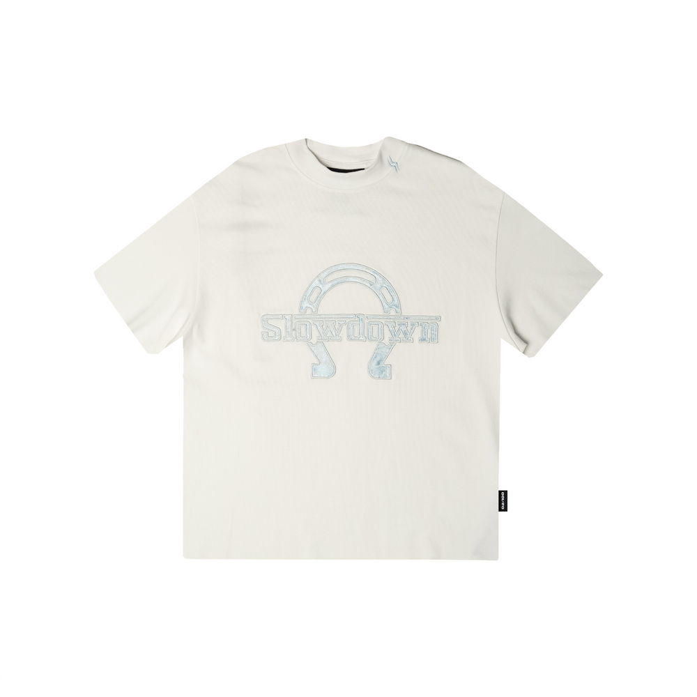 SLOWDOWN Equine Shoe Tee White (SS26) - Secret Edition