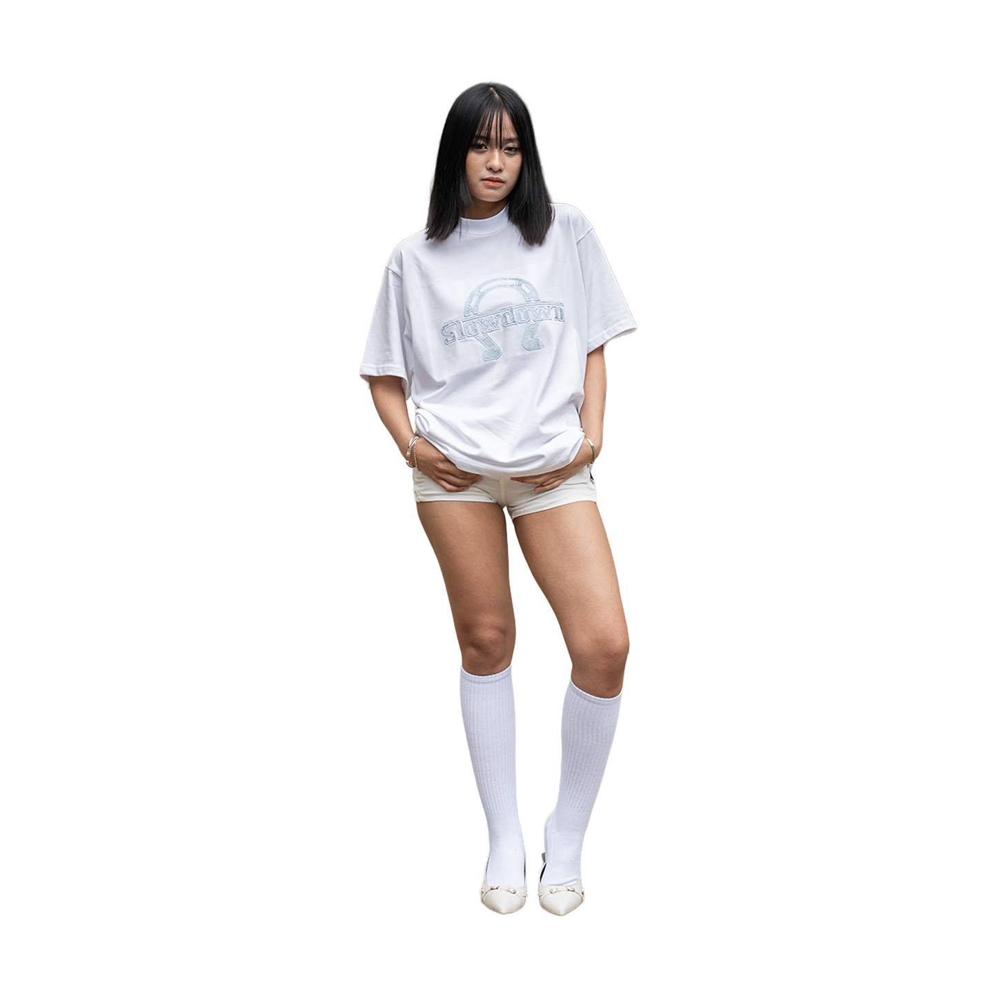 SLOWDOWN Equine Shoe Tee White (SS26) - Secret Edition