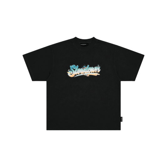 SLOWDOWN Surfing Towel Embroidery Tee Black (SS26)