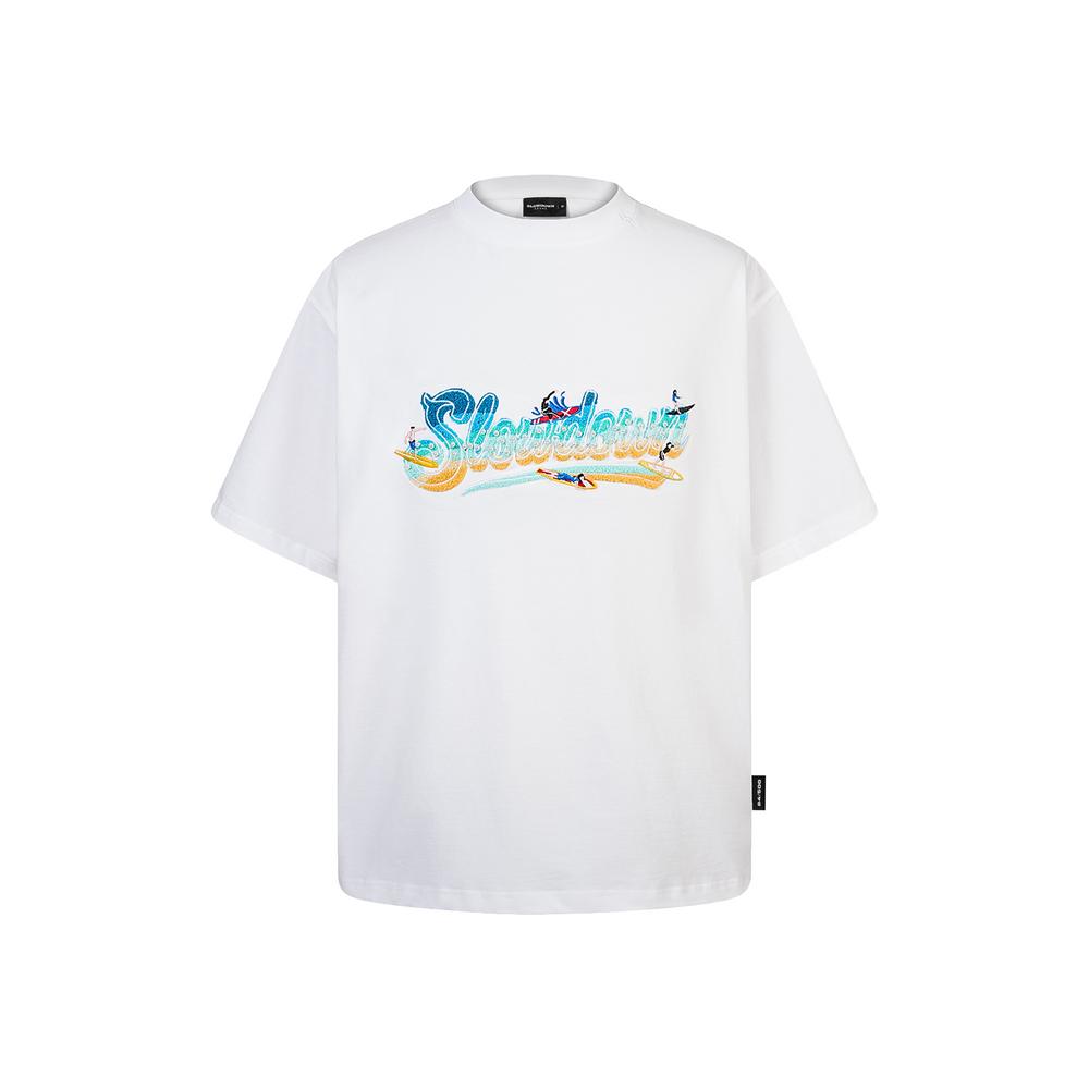 SLOWDOWN Surfing Towel Embroidery Tee White (SS26)