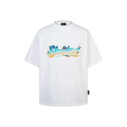 SLOWDOWN Surfing Towel Embroidery Tee White (SS26)