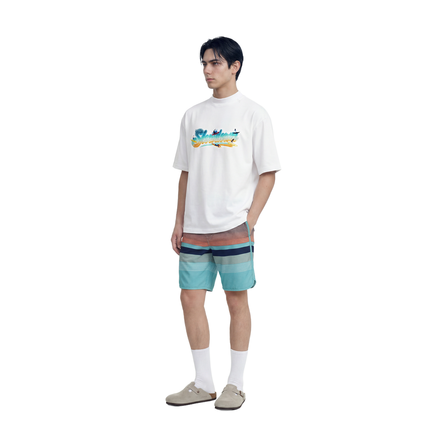 SLOWDOWN Surfing Towel Embroidery Tee White (SS26)
