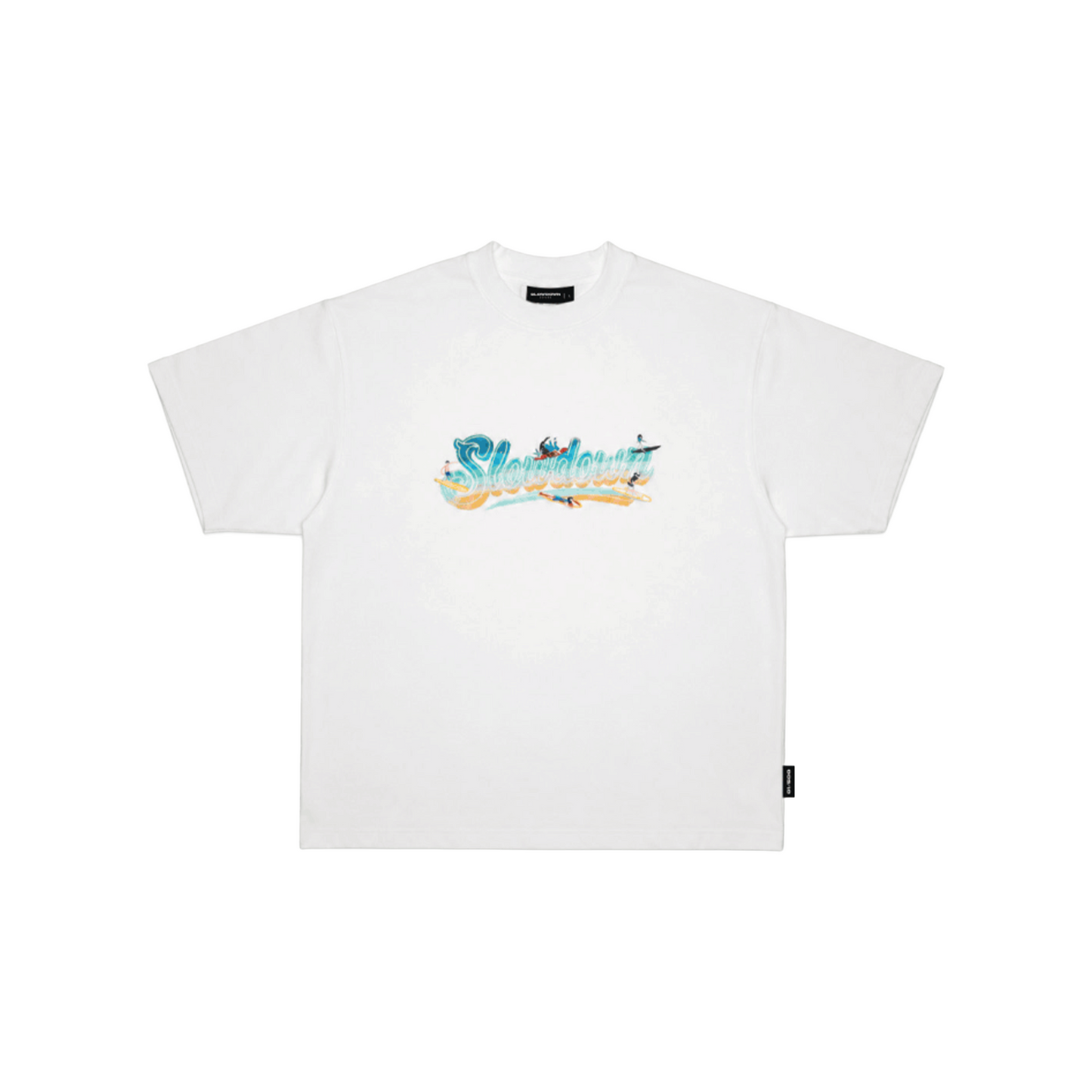 SLOWDOWN Surfing Towel Embroidery Tee White (SS26)