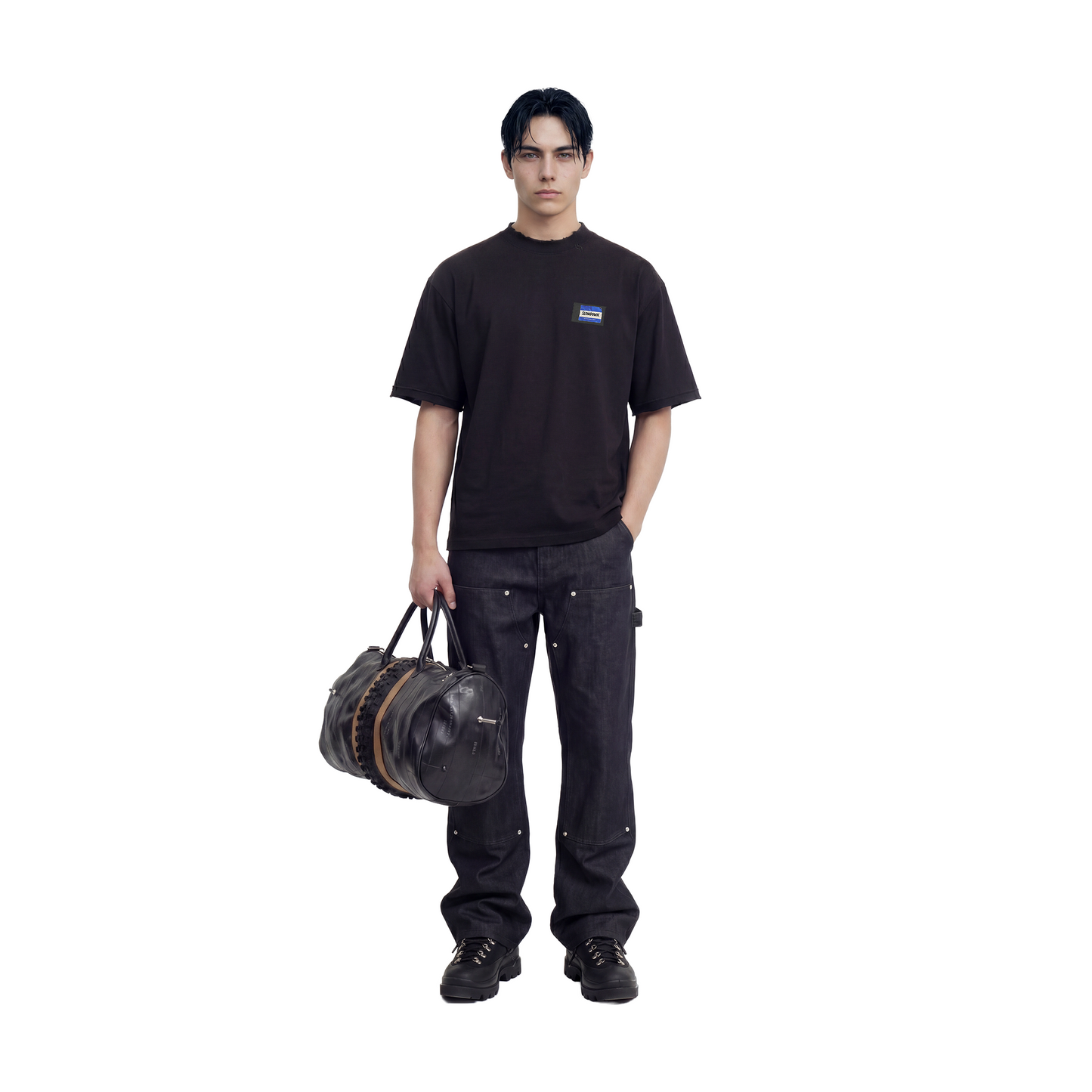 SLOWDOWN Transparent Tape Basic Black Tee (SS26)