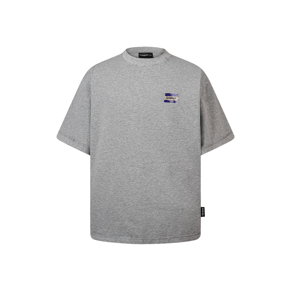 SLOWDOWN Transparent Tape Basic Grey Tee (SS26)