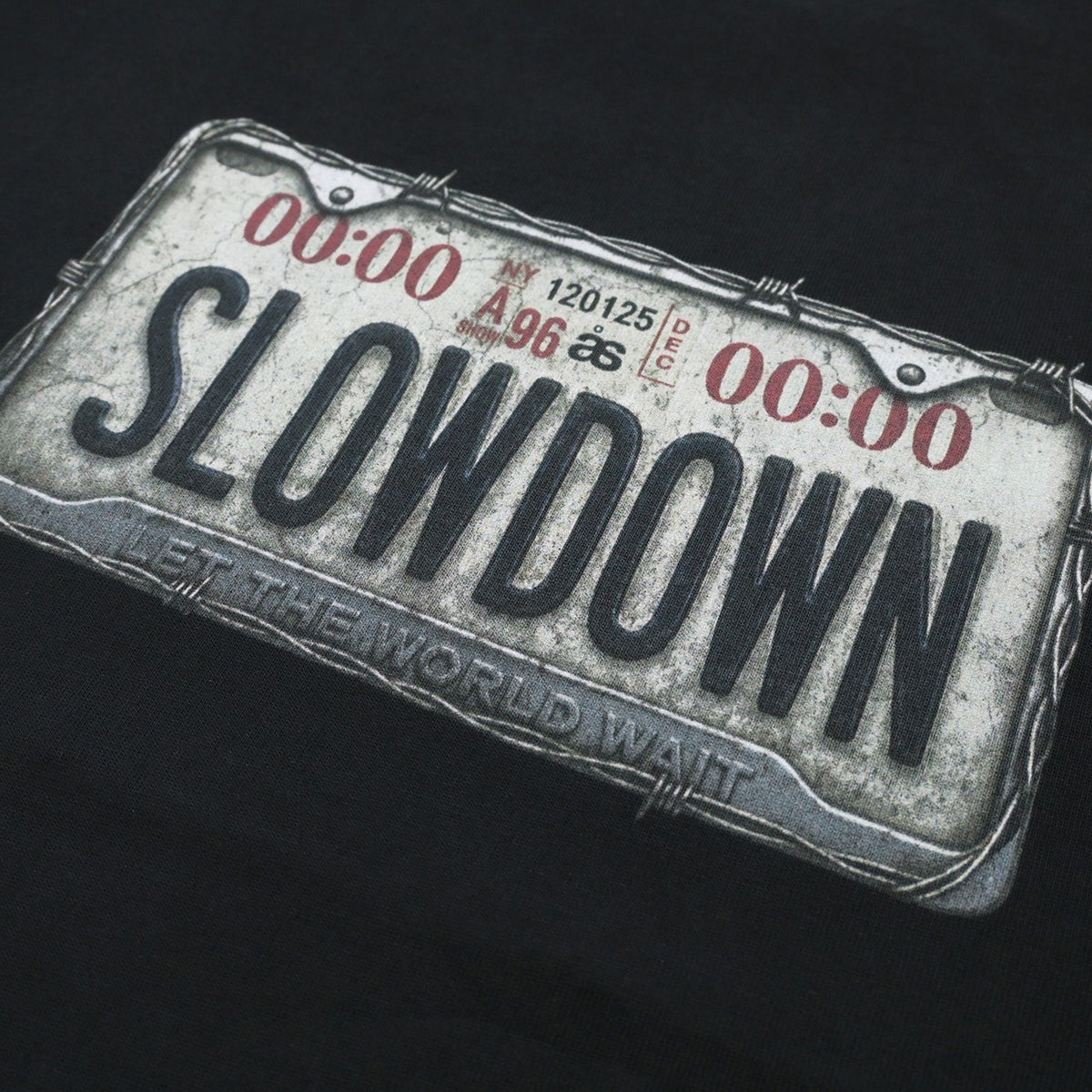 SLOWDOWN Car Plate Washed Tee Black (FW26)