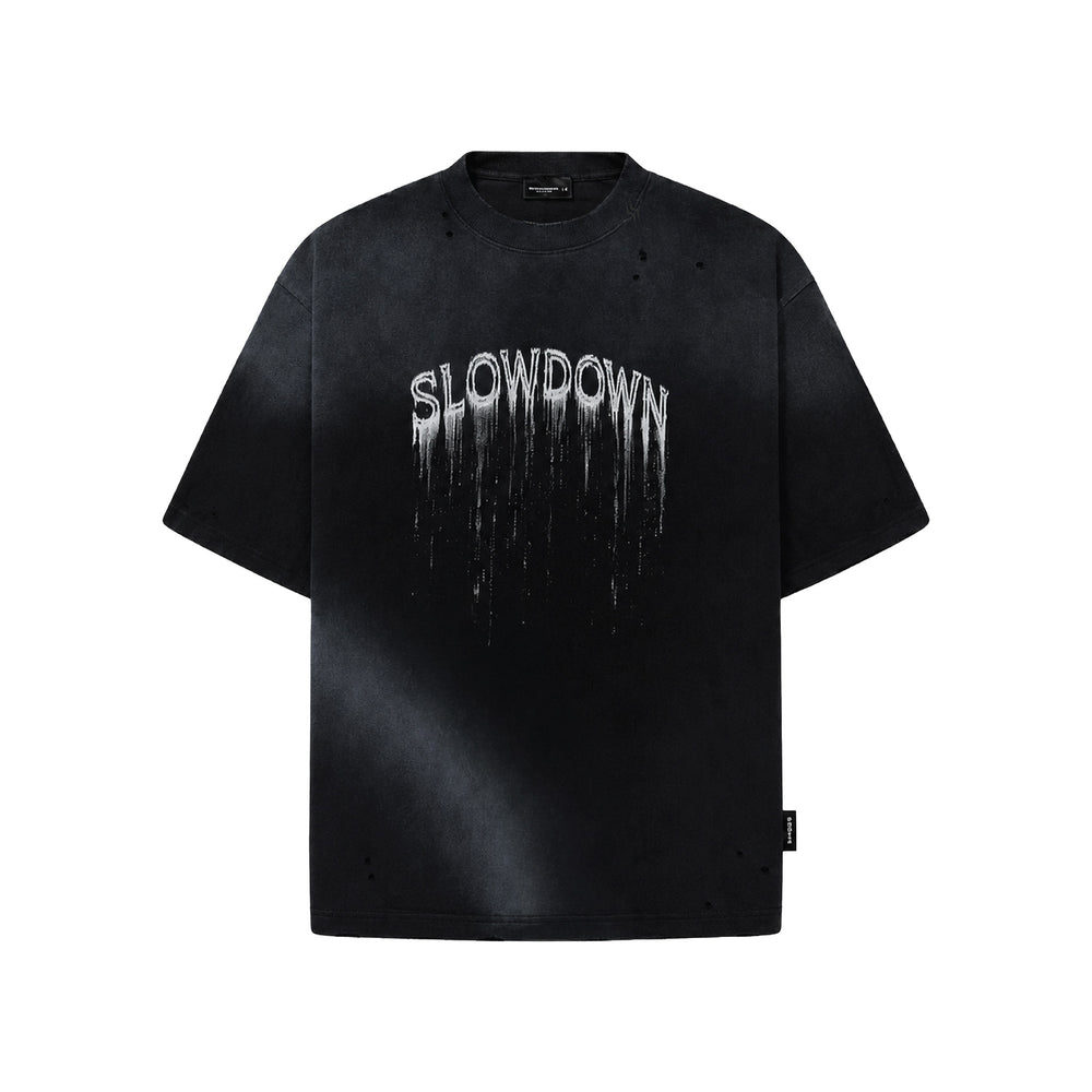 SLOWDOWN Eroded Font Tee Black (FW26)