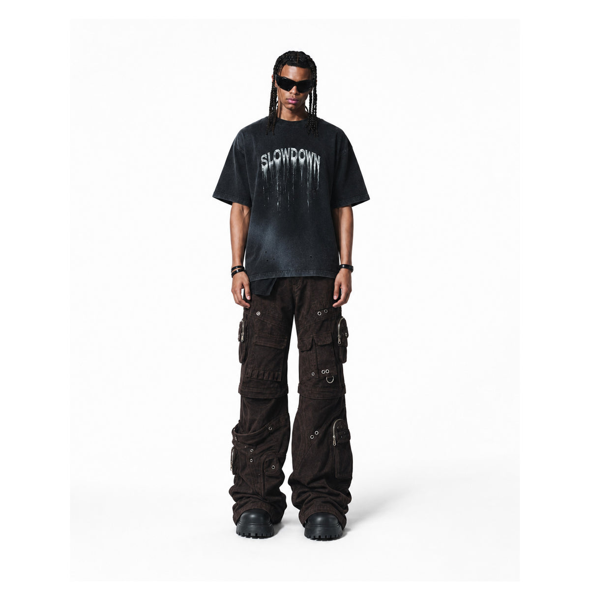 SLOWDOWN Eroded Font Tee Black (FW26)