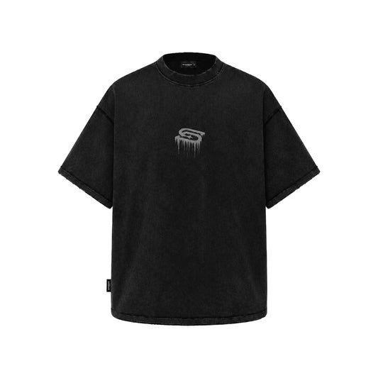 SLOWDOWN Eroded Logo Mark Tee Black (FW26)