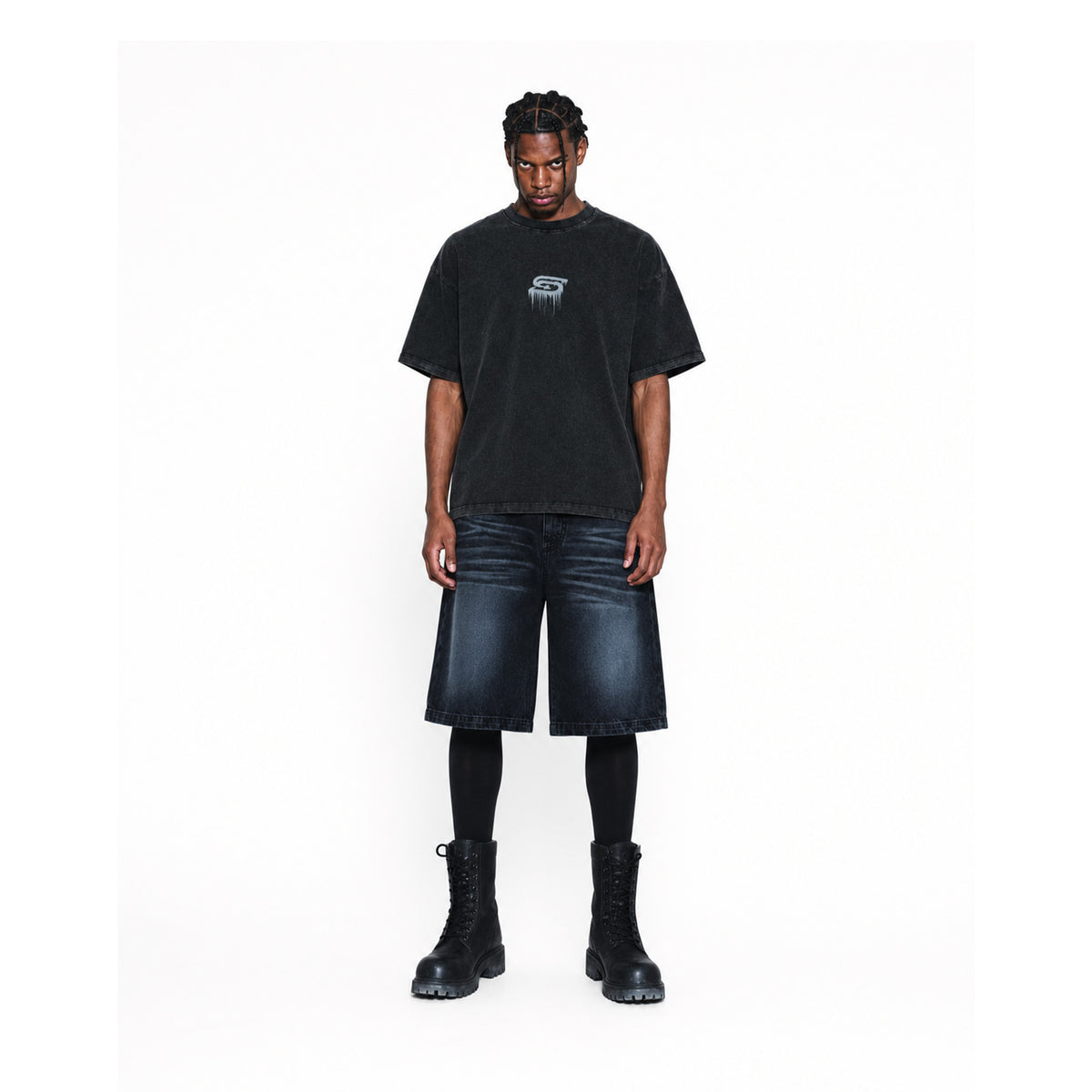 SLOWDOWN Eroded Logo Mark Tee Black (FW26)