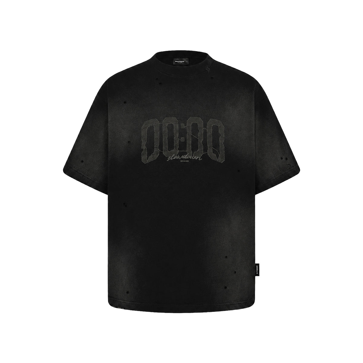 SLOWDOWN Hour Embroidered Tee Black (FW26)