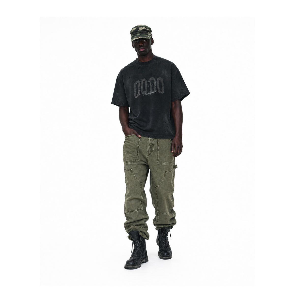 SLOWDOWN Hour Embroidered Tee Black (FW26)