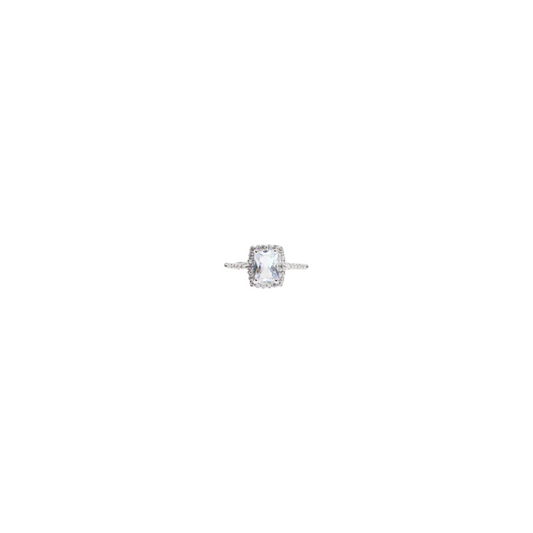 EK Collection Square Cubic Ring Silver