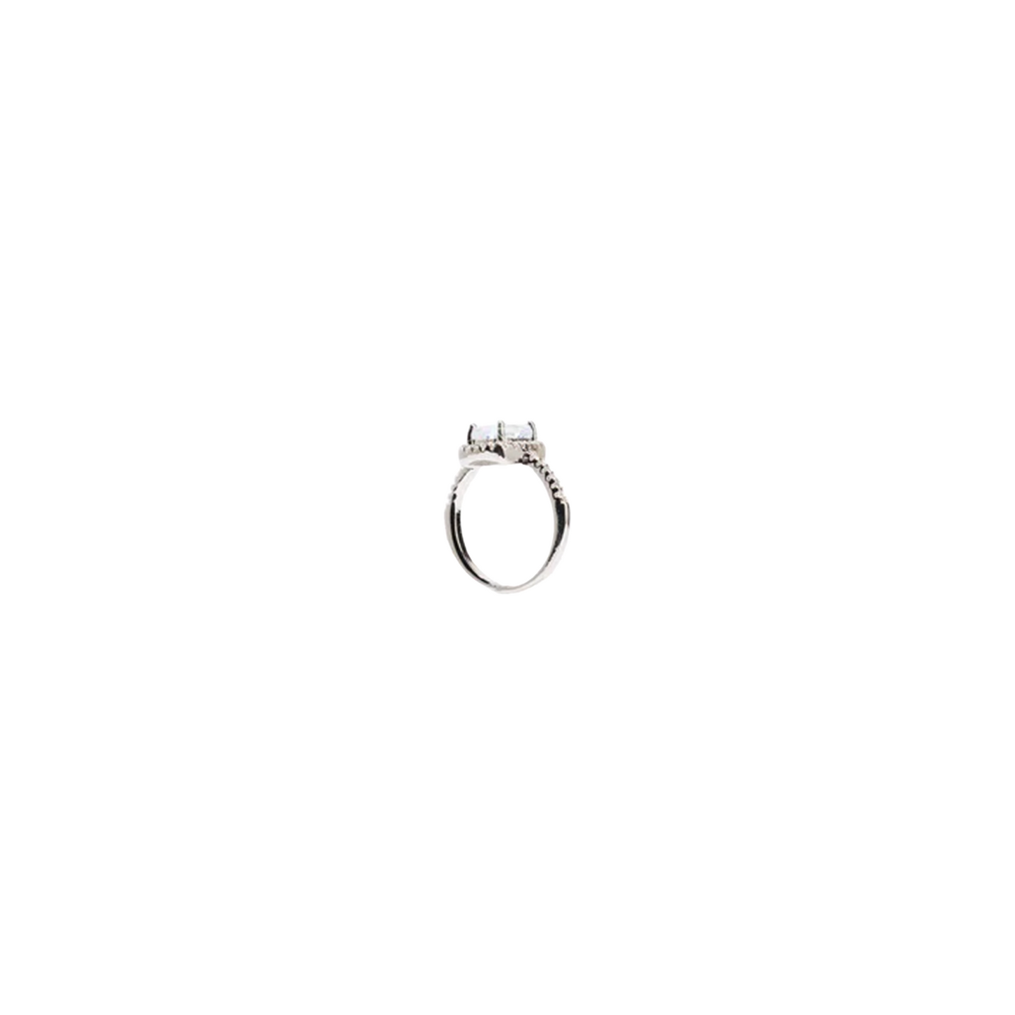 EK Collection Square Cubic Ring Silver