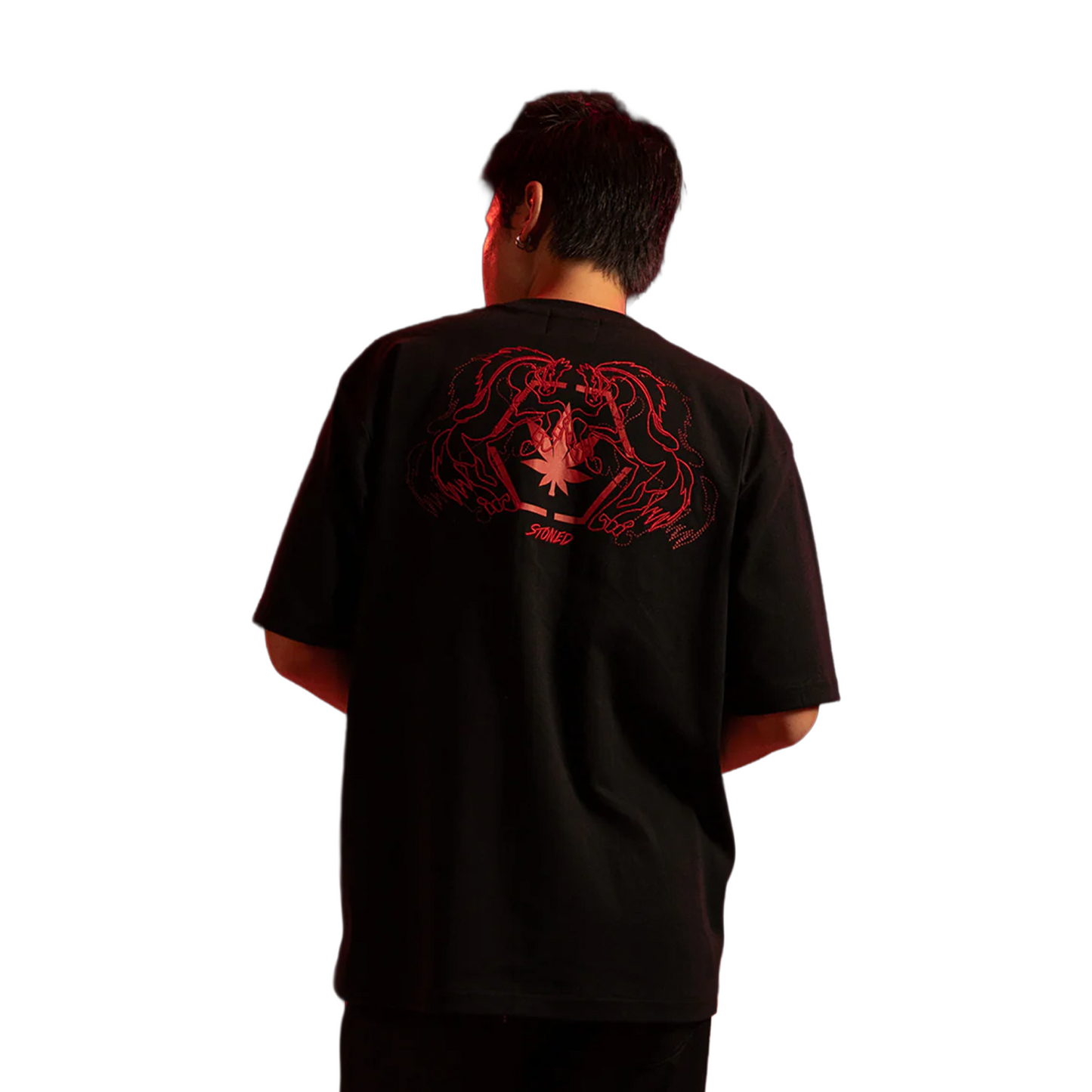 Stoned & Co ® Dark Horse : Twin Horses Tee Black (FW25)