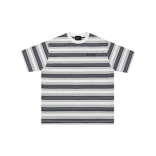 Stoned & Co ® Originals v2 : Stripe Tee White/Grey (FW25)