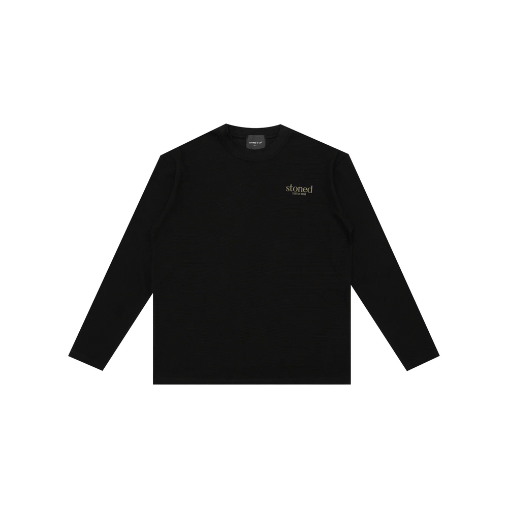 Stoned & Co ® Originals v2 : Waffle Long Sleeved Tee Black (FW25)