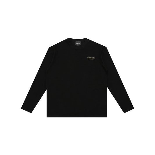 Stoned & Co ® Originals v2 : Waffle Long Sleeved Tee Black (FW25)