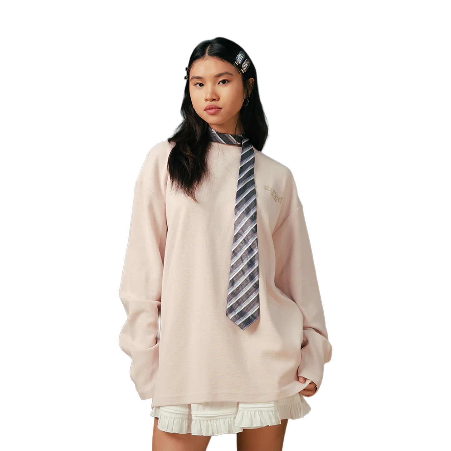 Stoned & Co ® Originals v2 : Waffle Long Sleeved Tee Pink (FW25)