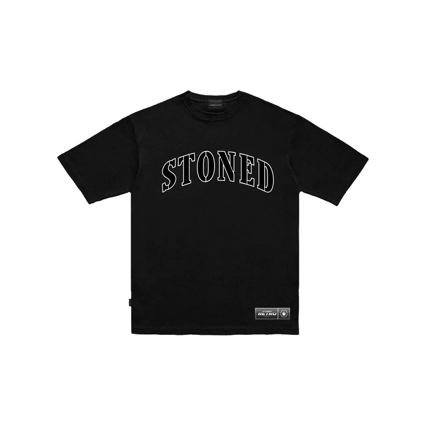 Stoned & Co ® Stoned Retro : Jet Black Varsity Logo Tee Black (SS24)