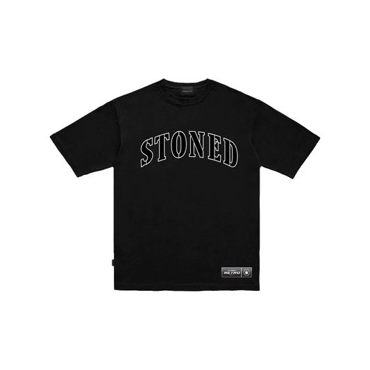 Stoned & Co ® Stoned Retro: Jet Black Varsity Logo Tee Black (SS24)