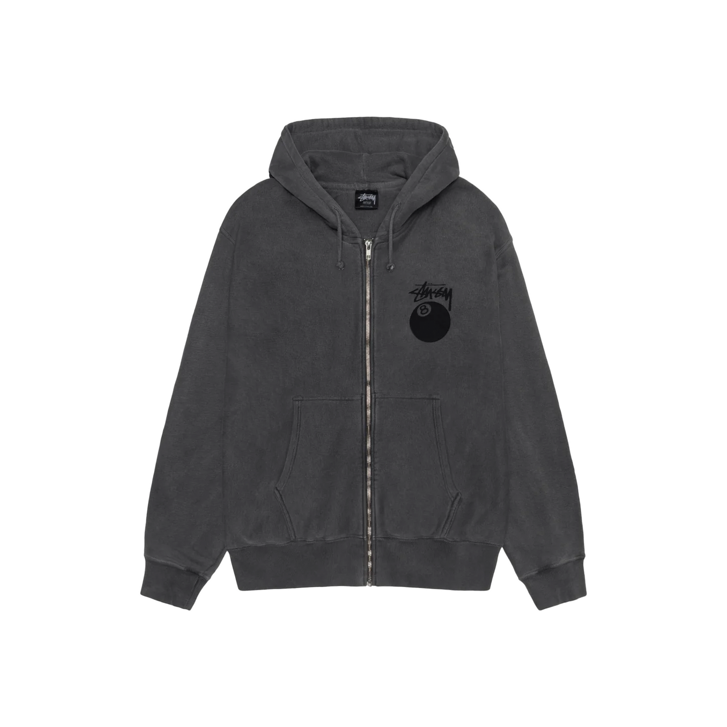 Stussy 8 Ball Pigment Dyed Zip Hoodie Black (FW24)