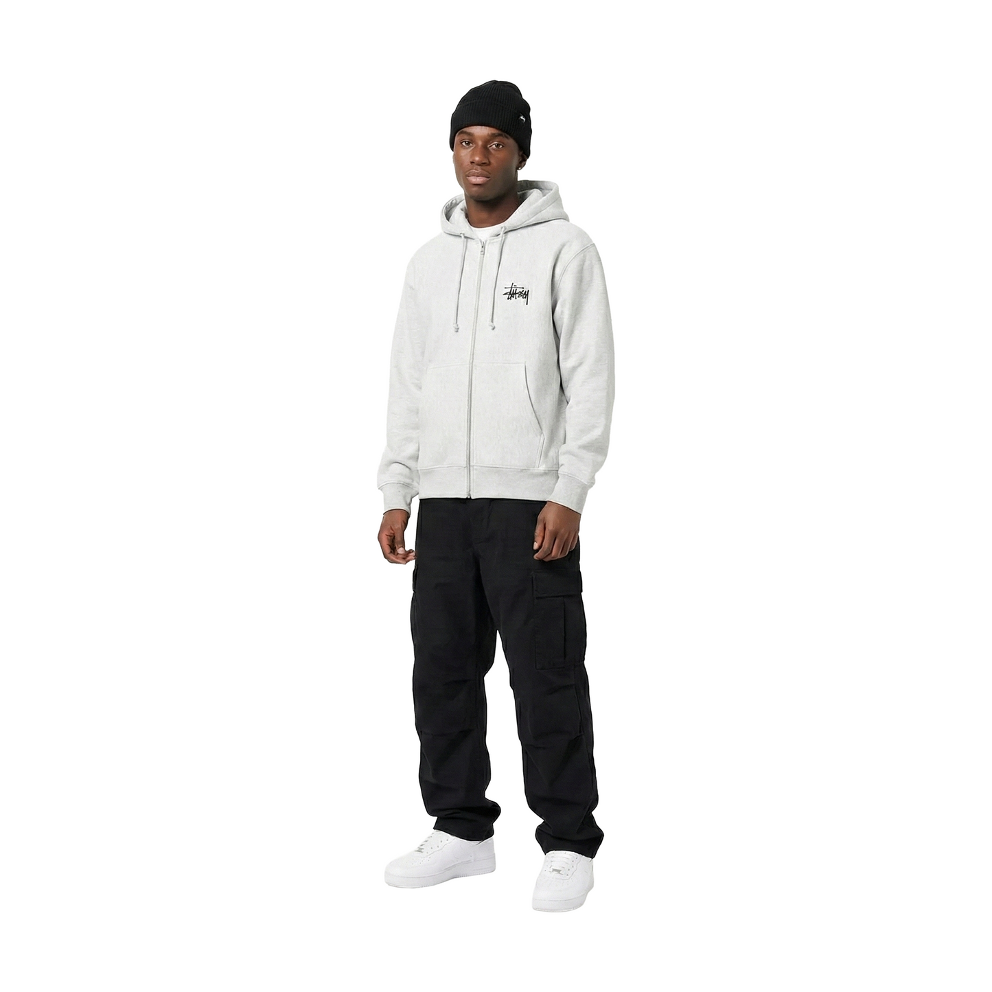 Stüssy Basic Zip-Up Hoodie Ash Heather (SS23)