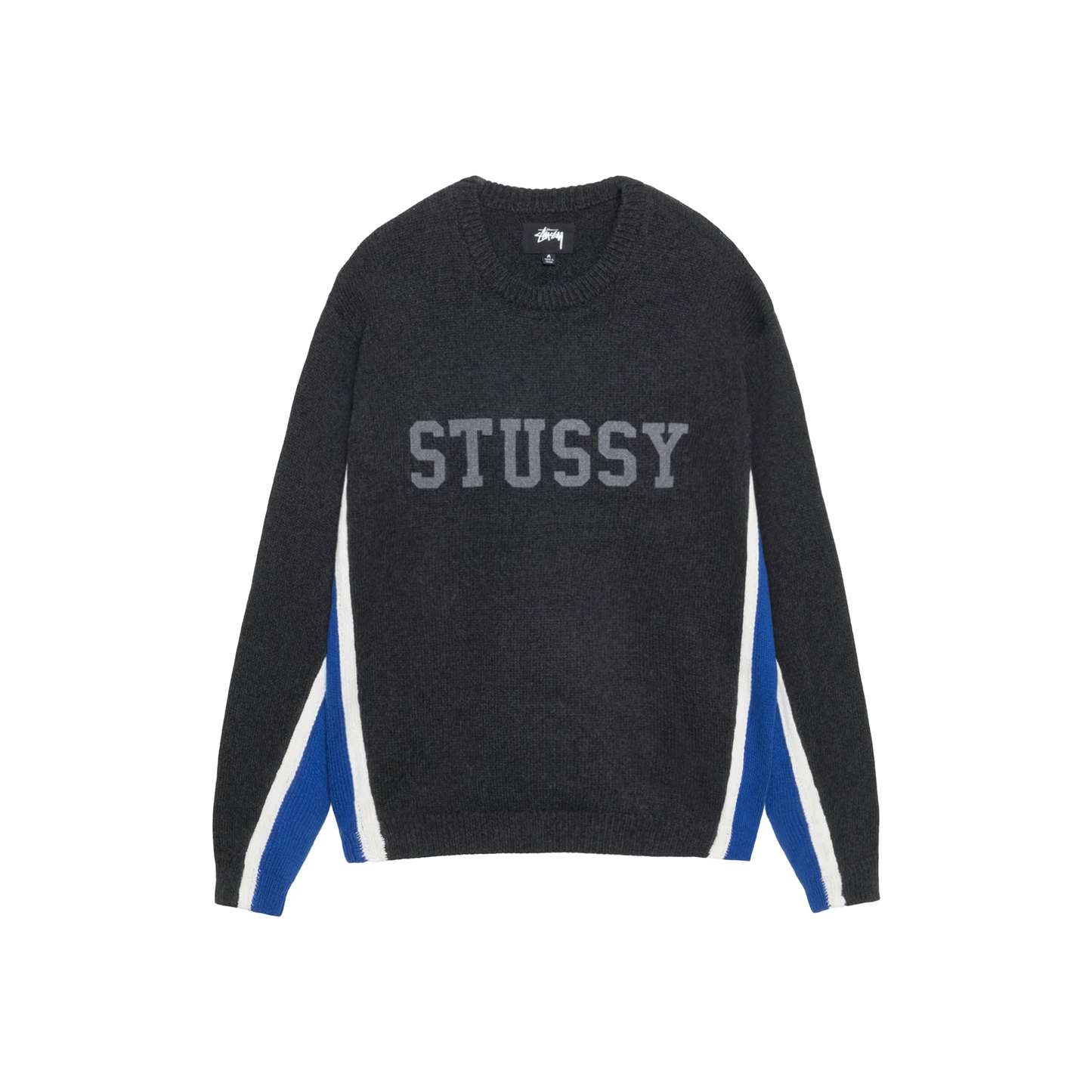 Stussy Contrast Stripe Crewneck Sweater Charcoal (FW24)