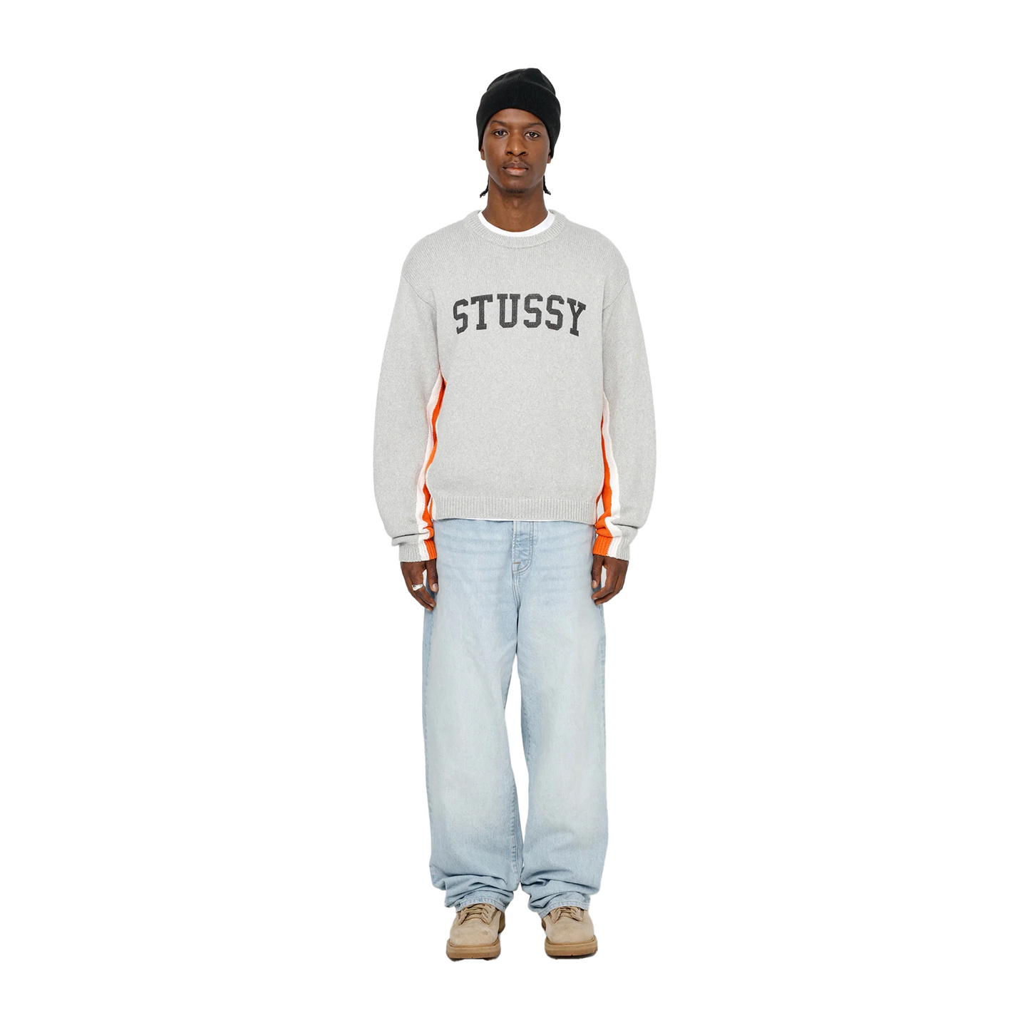 Stussy Contrast Stripe Crewneck Sweater Heather (FW24)