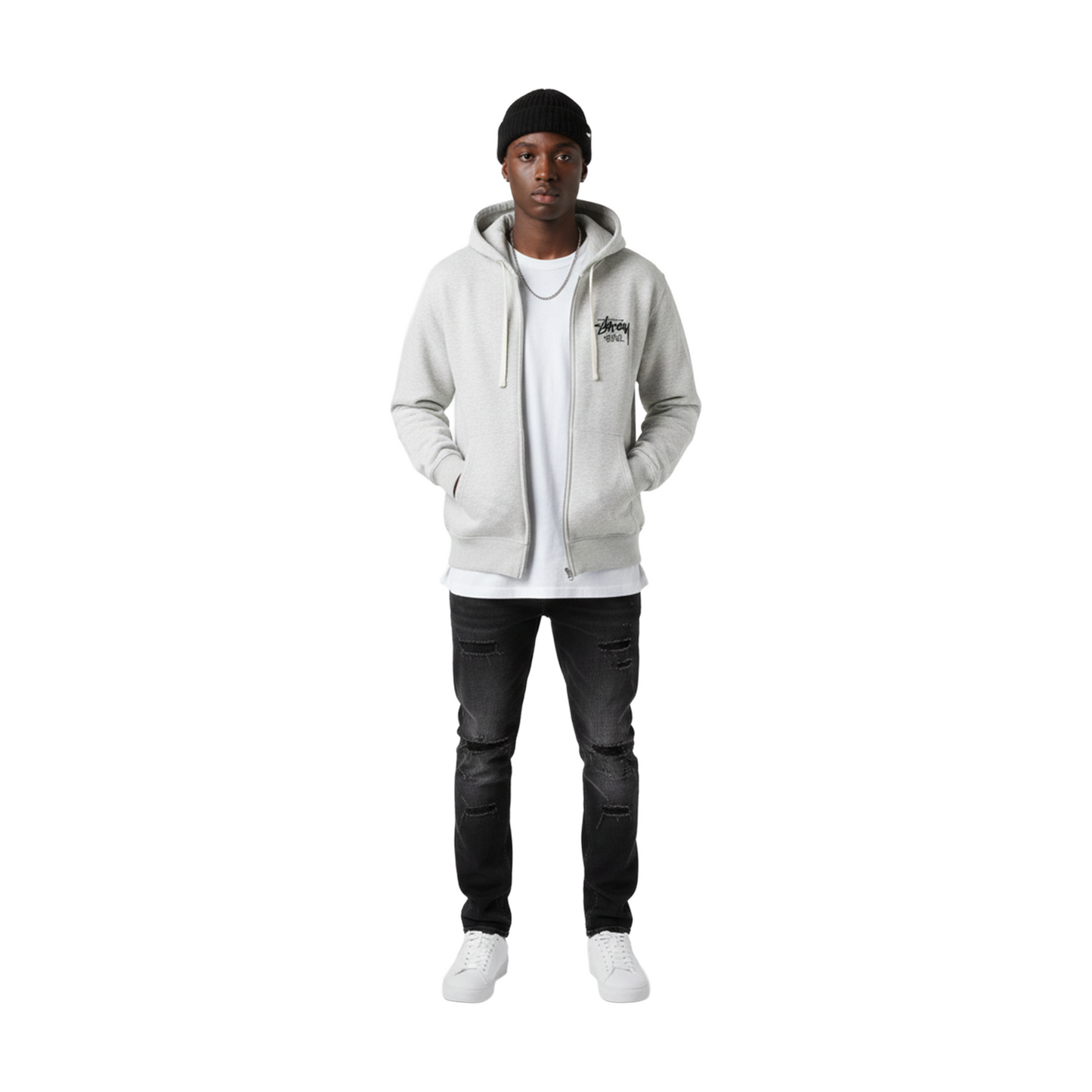 Stüssy Stock Seoul Zip-Up Hoodie Ash Heather (FW23)