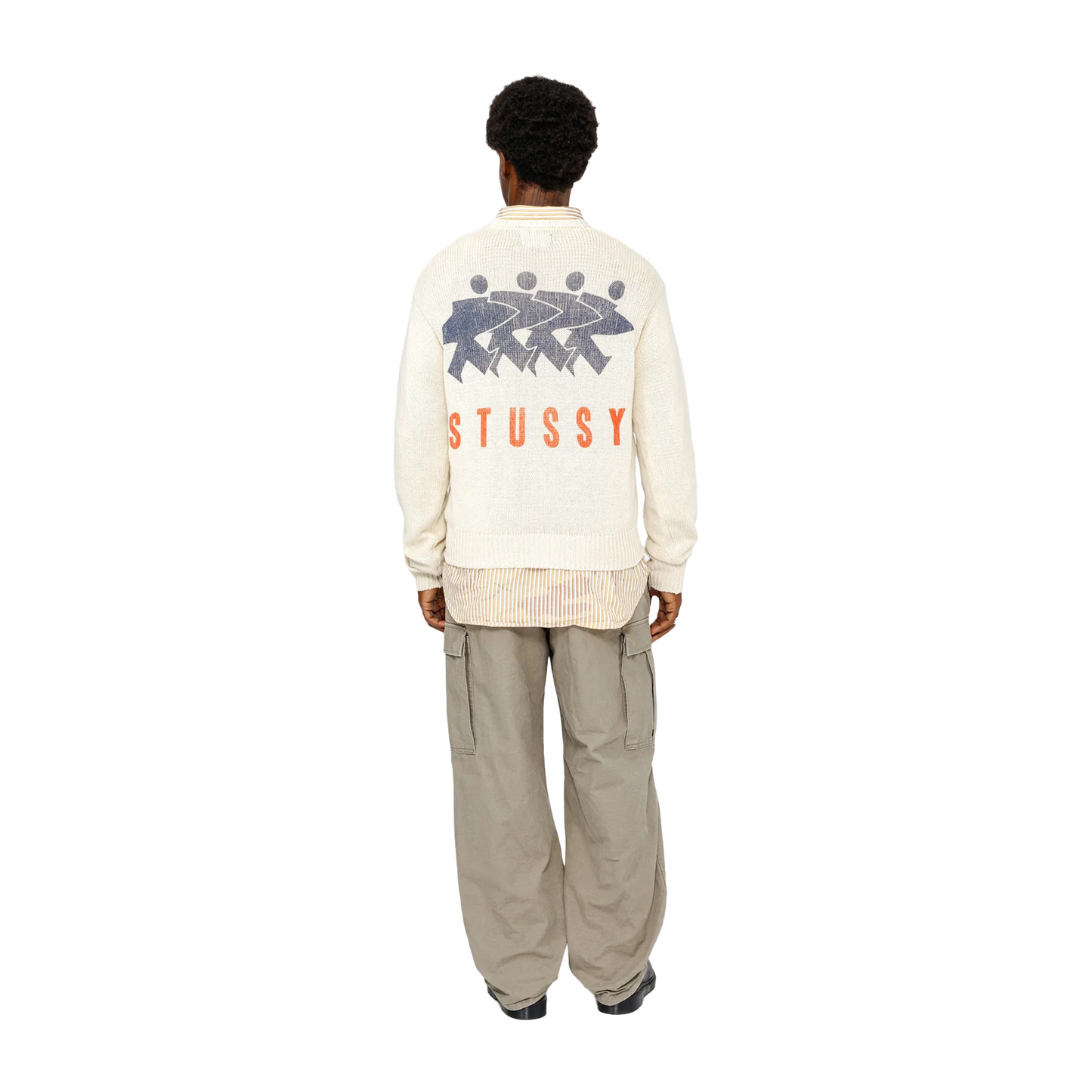 Stussy Surfman Icon Cotton Linen Crewneck Sweater Ivory (FW24)