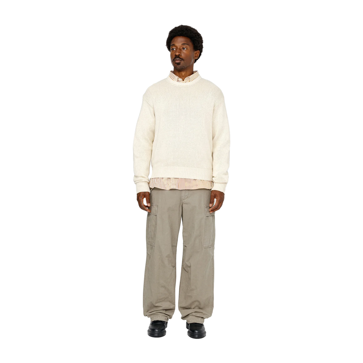 Stussy Surfman Icon Cotton Linen Crewneck Sweater Ivory (FW24)