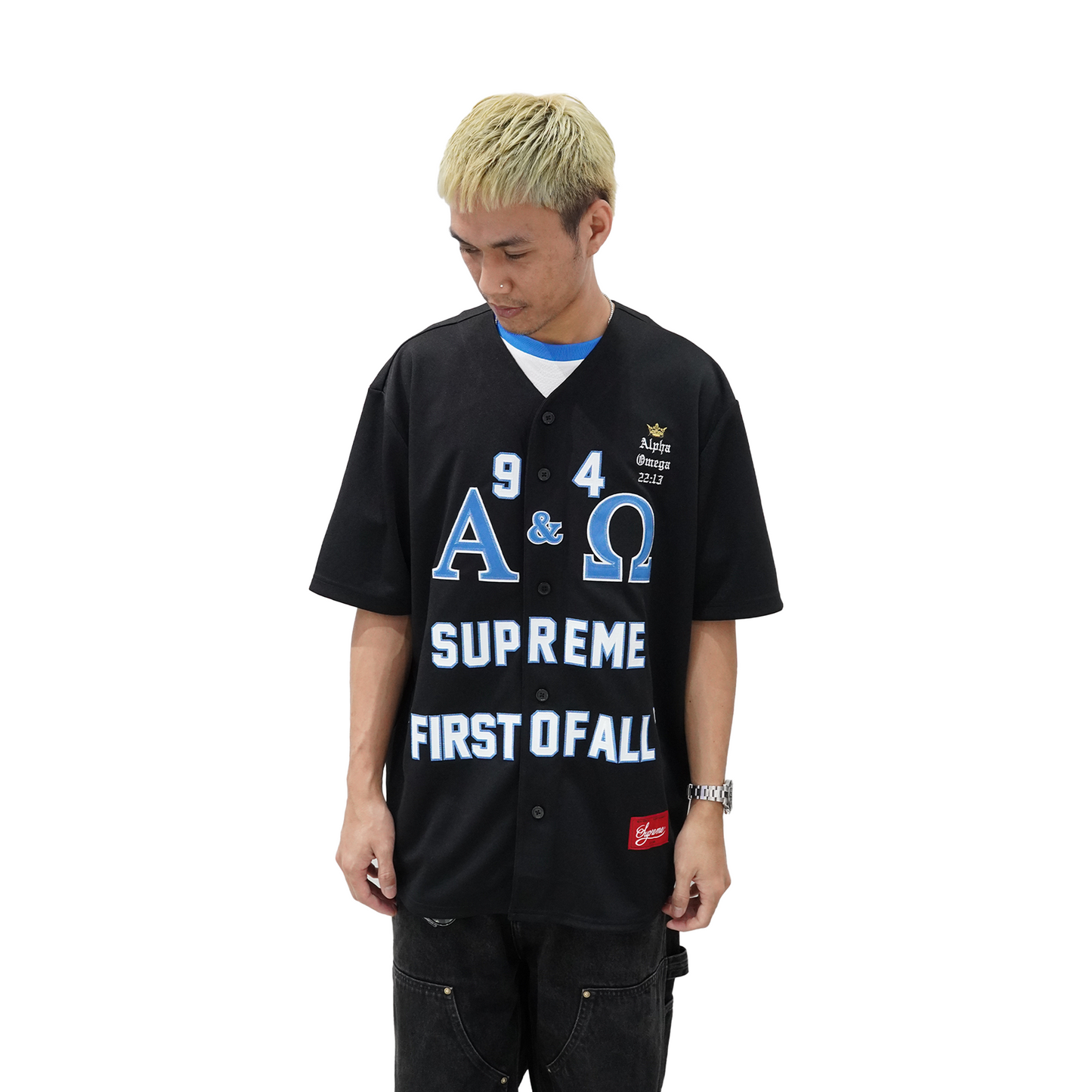 Supreme Alpha Omega Baseball Jersey Black (FW24)