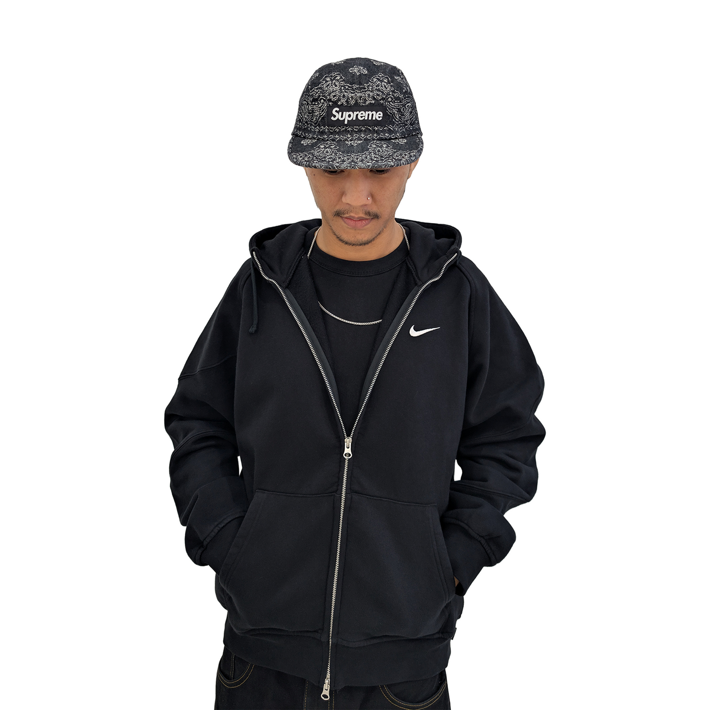 Supreme Bandana Jacquard Denim Camp Cap Black - SS25 - JP