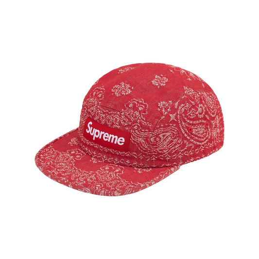 Supreme Bandana Jacquard Denim Camp Cap Red (SS25)