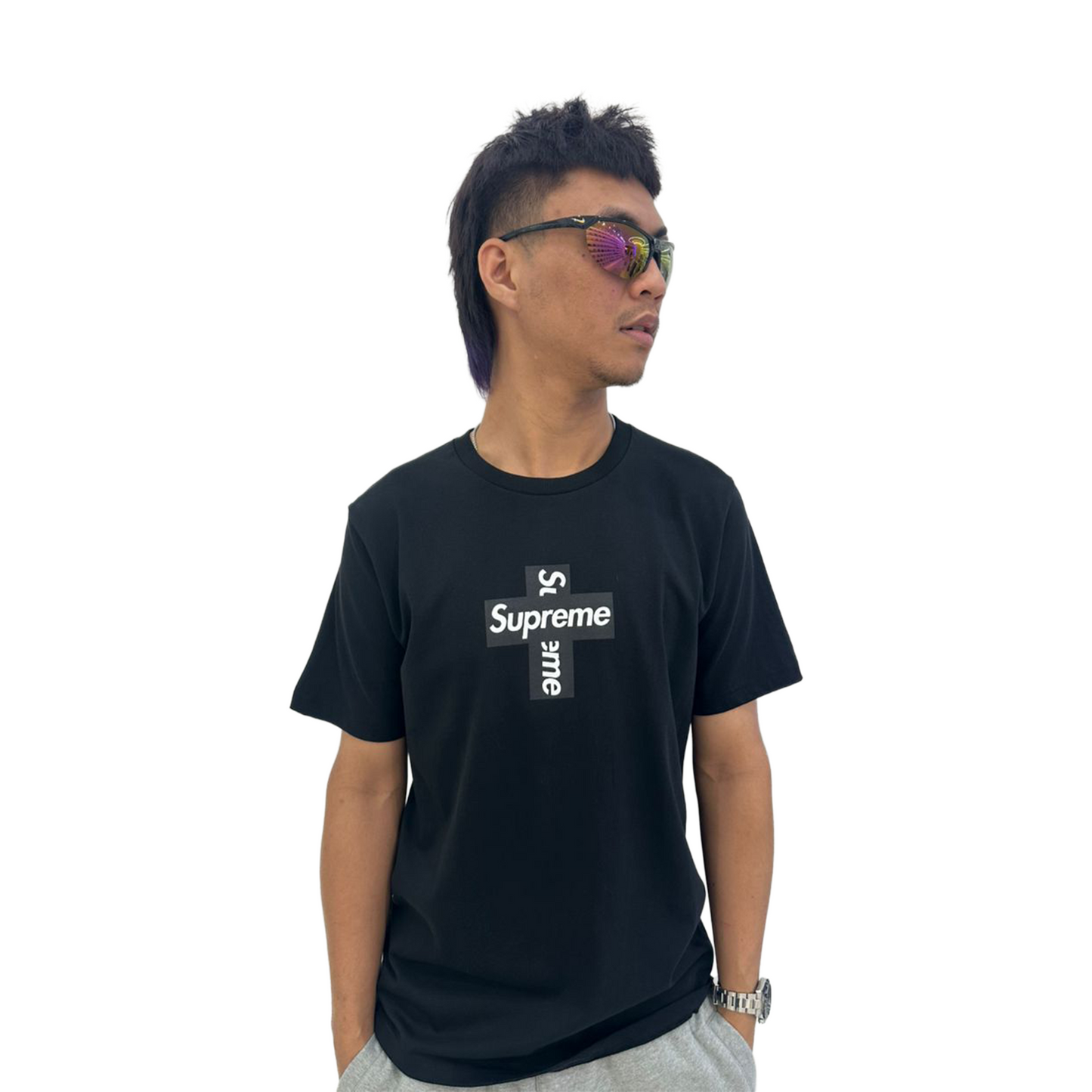 Supreme Cross Box Logo Tee Black (FW20)
