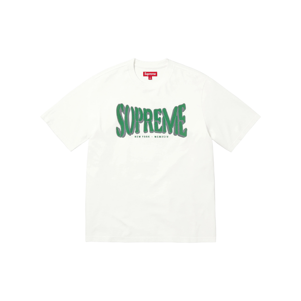 Supreme Flocked Washed S/S Tee White (SS25)