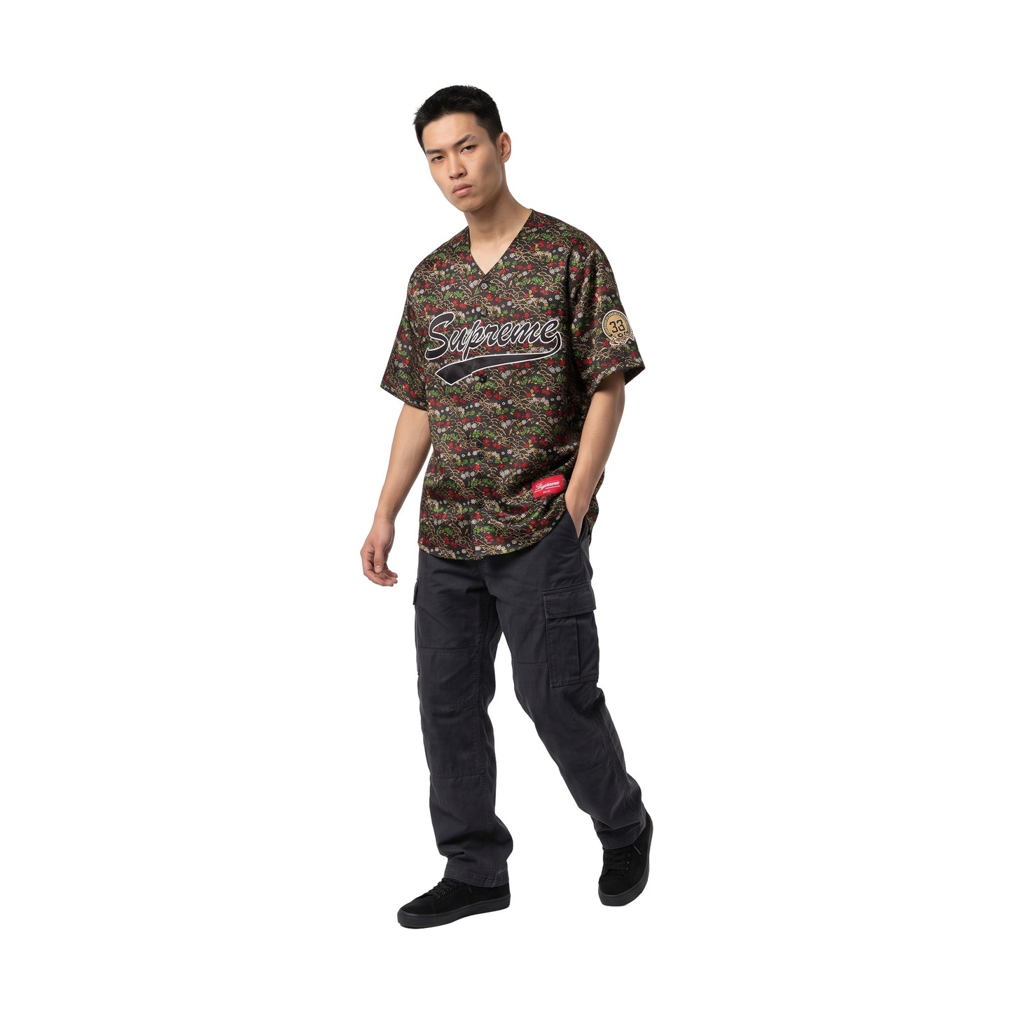 Supreme Floral Jacquard Baseball Jersey Black (SS26)