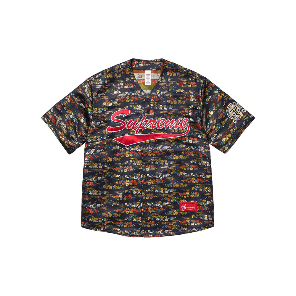 Supreme Floral Jacquard Baseball Jersey Navy (SS26)