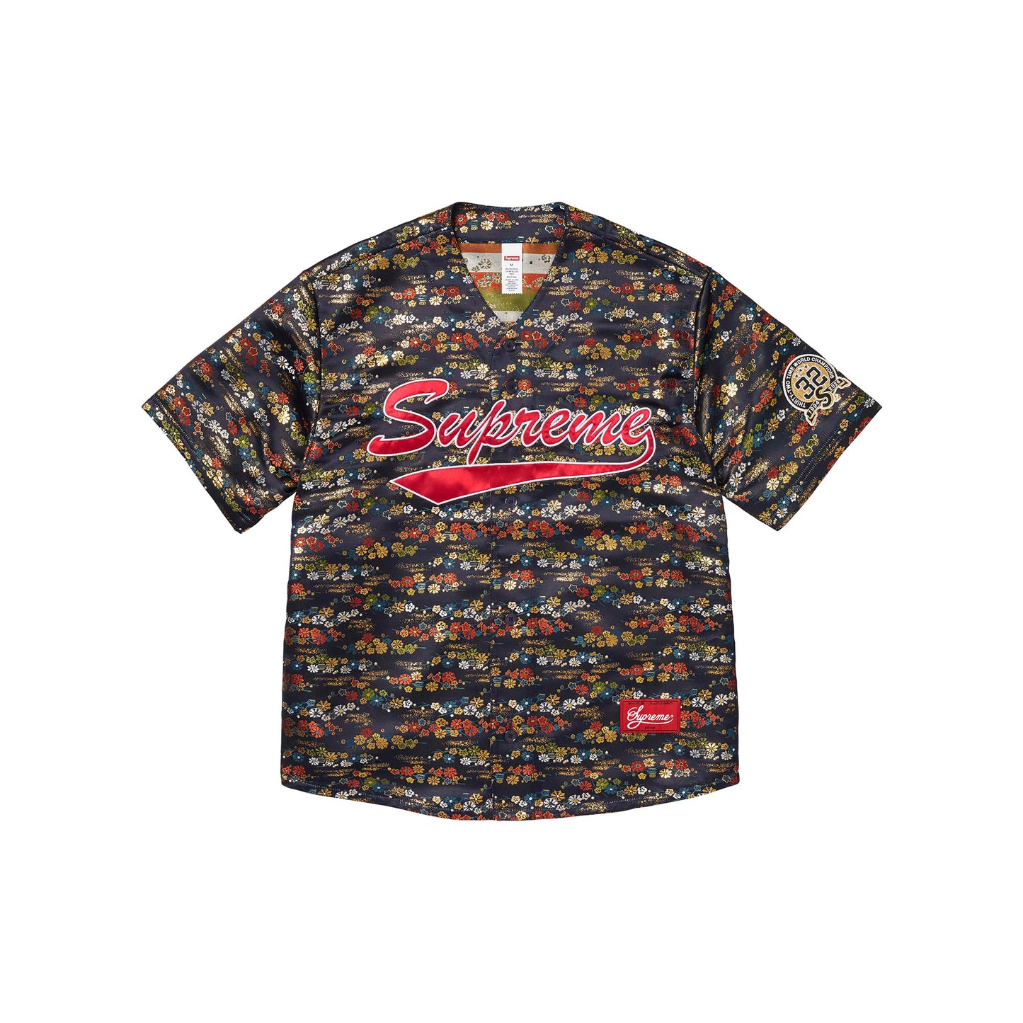 Supreme Floral Jacquard Baseball Jersey Navy (SS26)