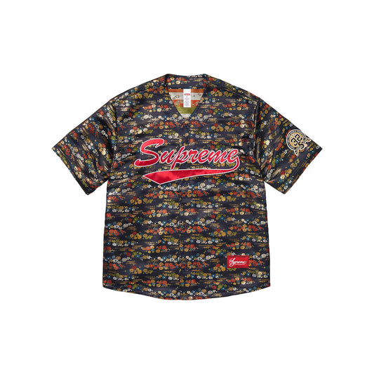 Supreme Floral Jacquard Baseball Jersey Navy (SS26)