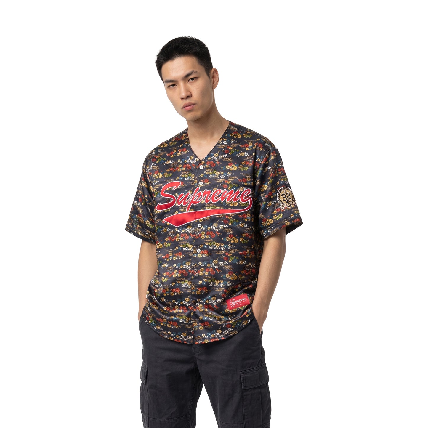 Supreme Floral Jacquard Baseball Jersey Navy (SS26)