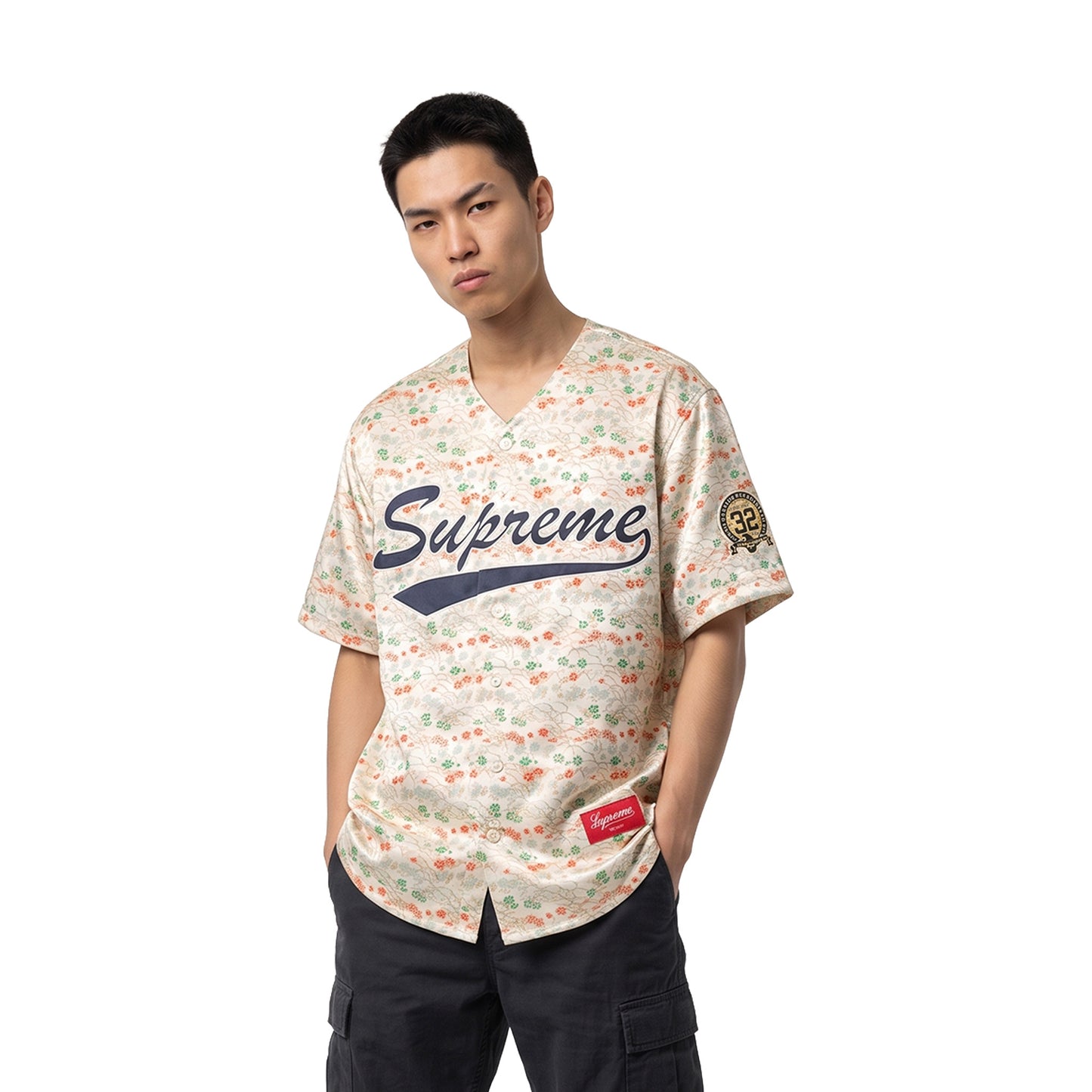 Supreme Floral Jacquard Baseball Jersey White (SS26)
