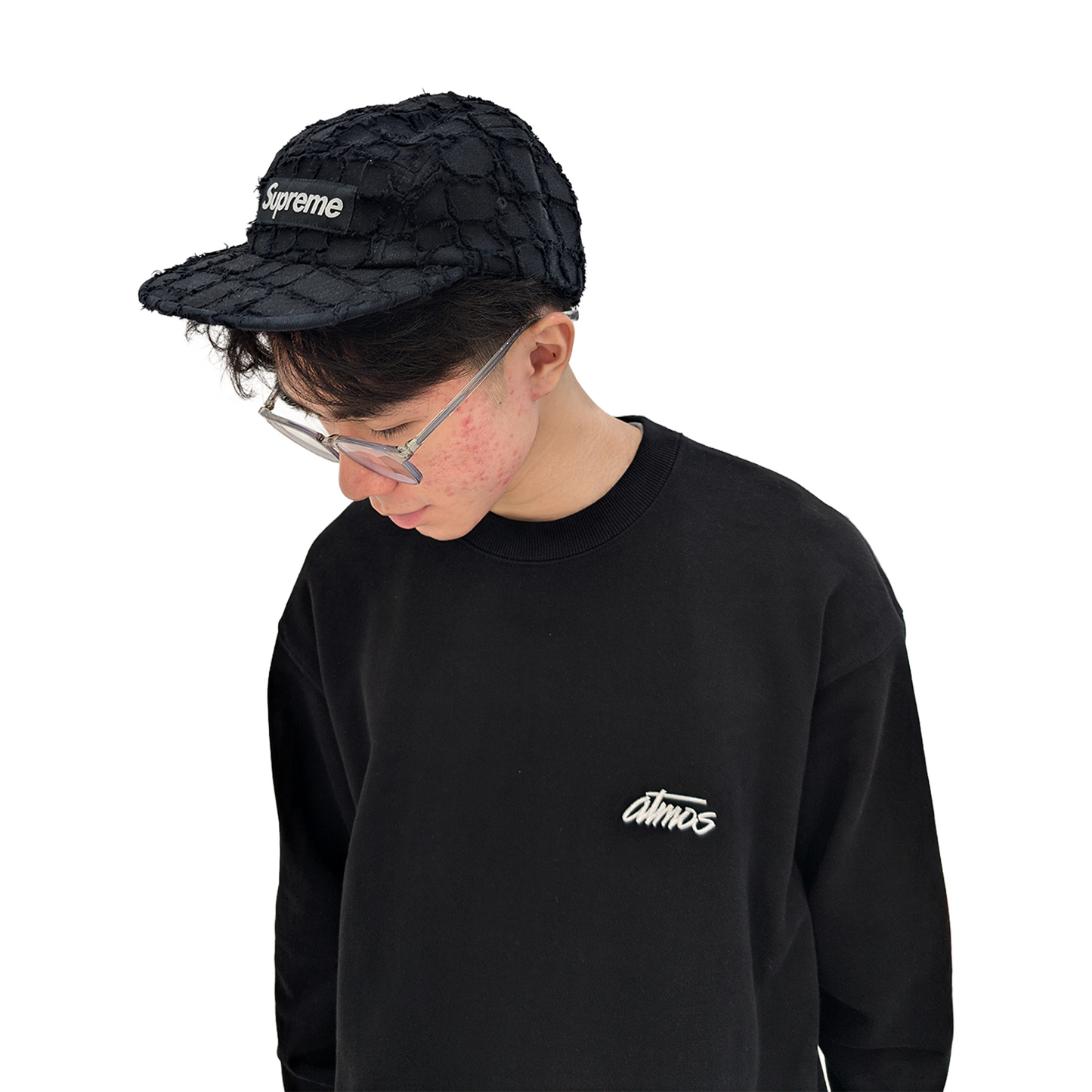Supreme Frayed Croc Denim Camp Cap Black (SS25)