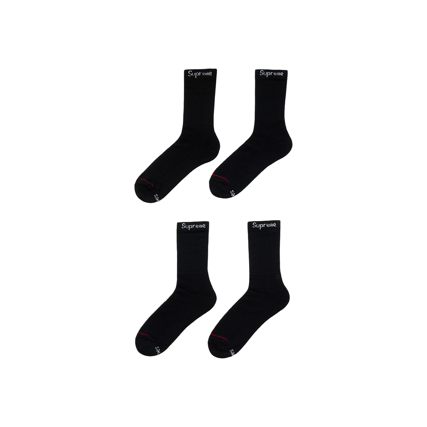Supreme Hanes Crew Socks 4 Pack Black (SS24)