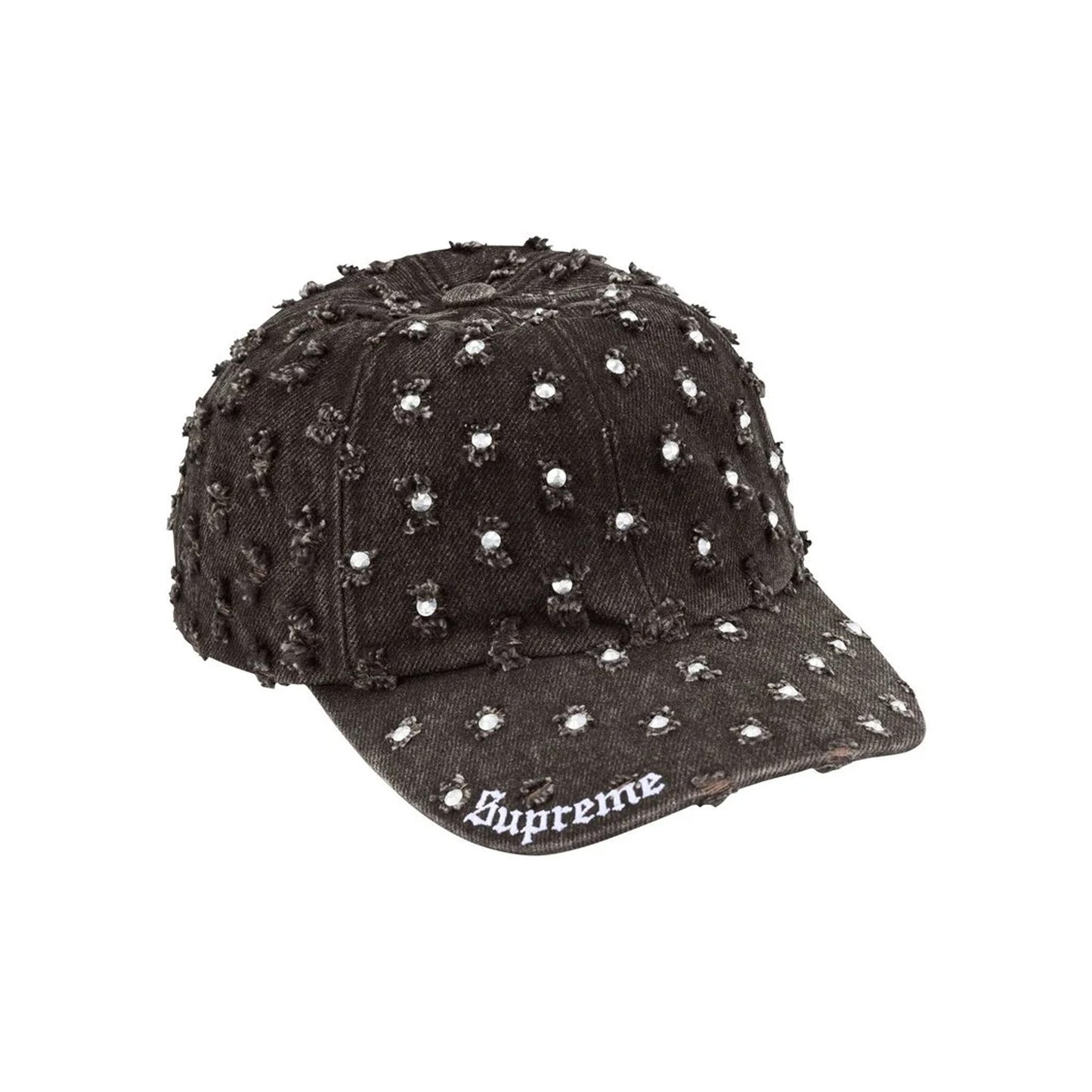 Supreme Hole Punch Rhinestone Denim 6-Panel Cap Black (FW26)