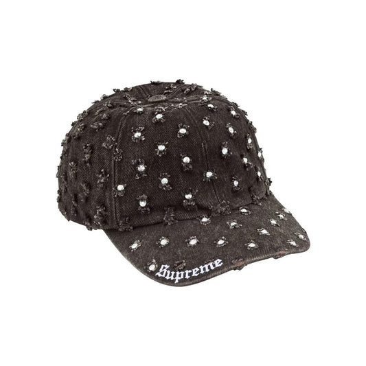 Supreme Hole Punch Rhinestone Denim 6-Panel Cap Black (FW26)